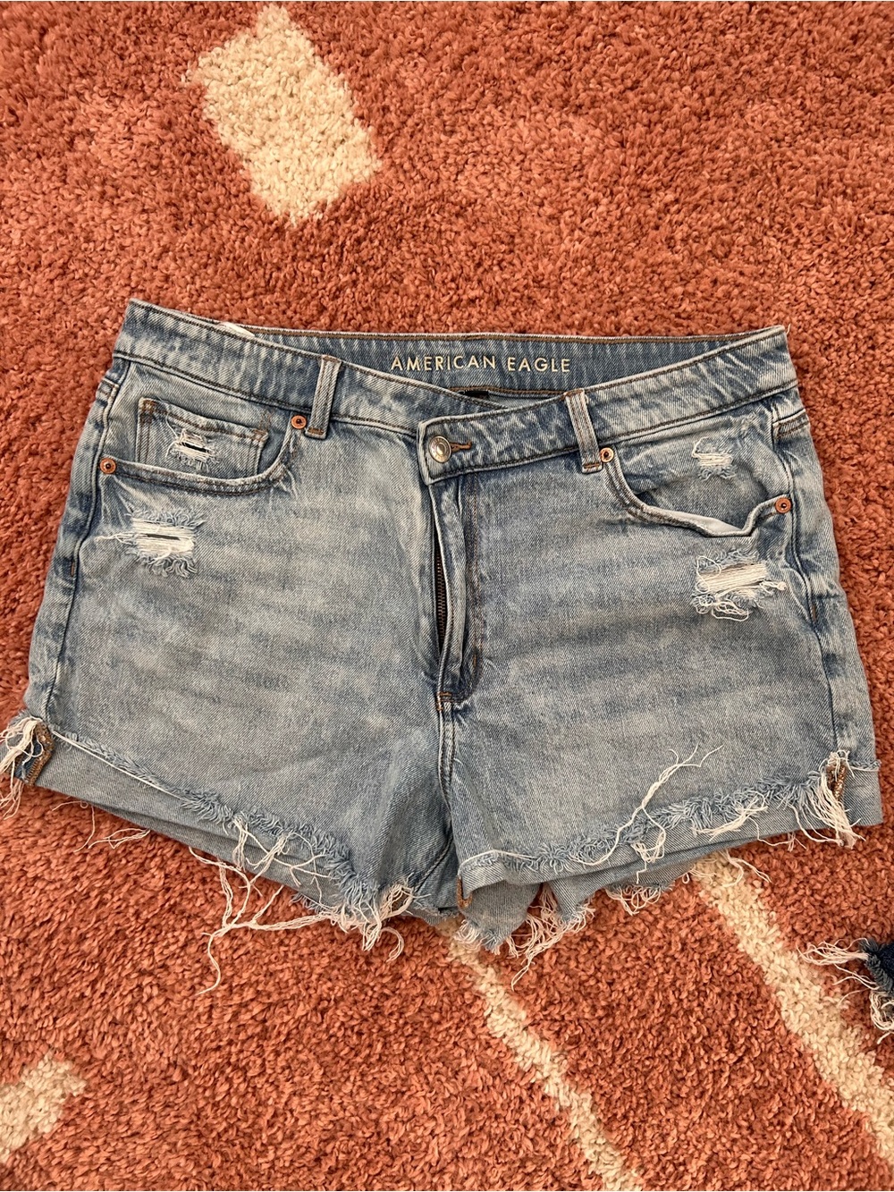 American Eagle Outfitters Light Blue Distressed Denim Cutoff Shorts